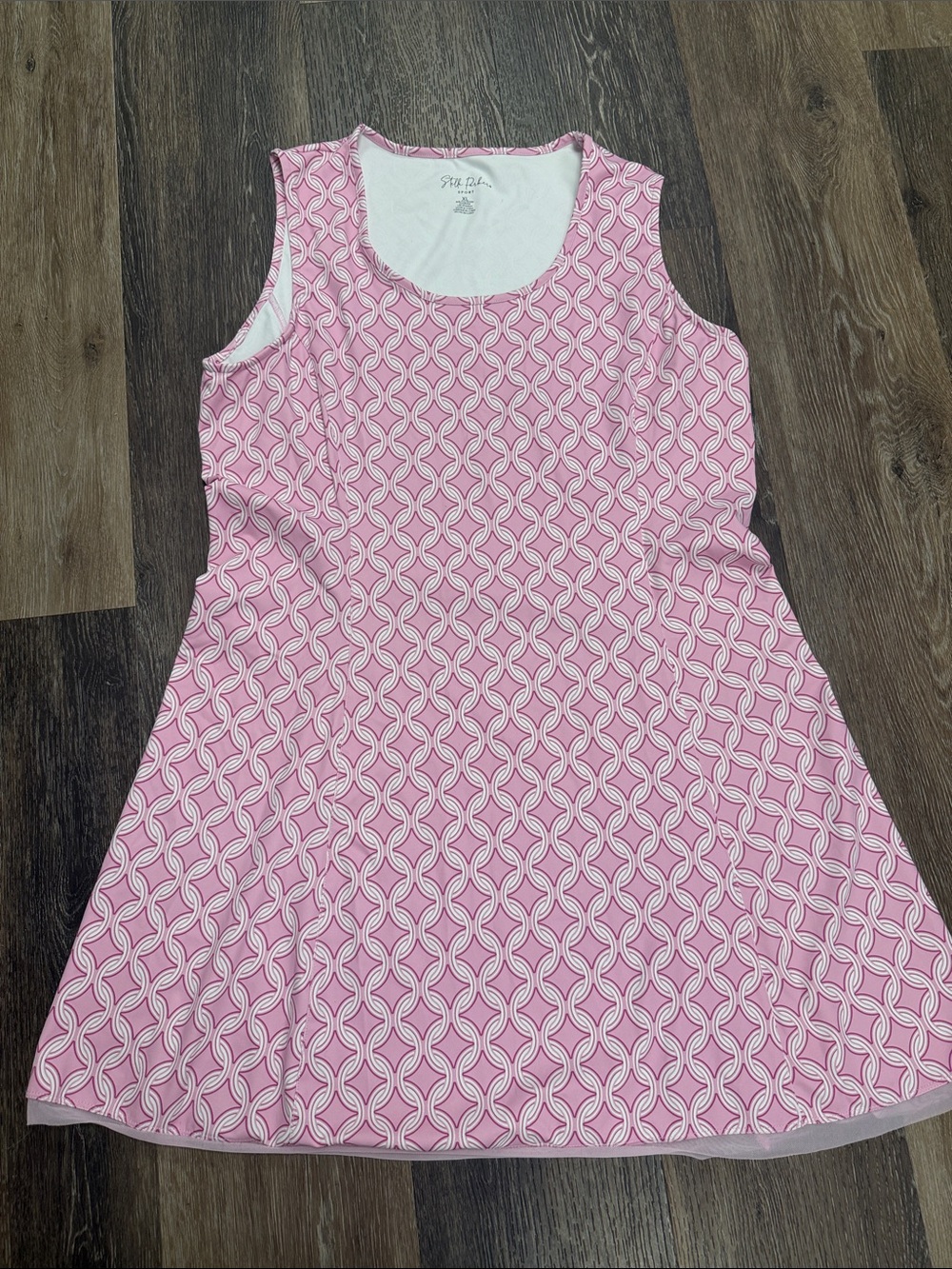 Sleeveless Sporty Pink Geometric Midi Dress